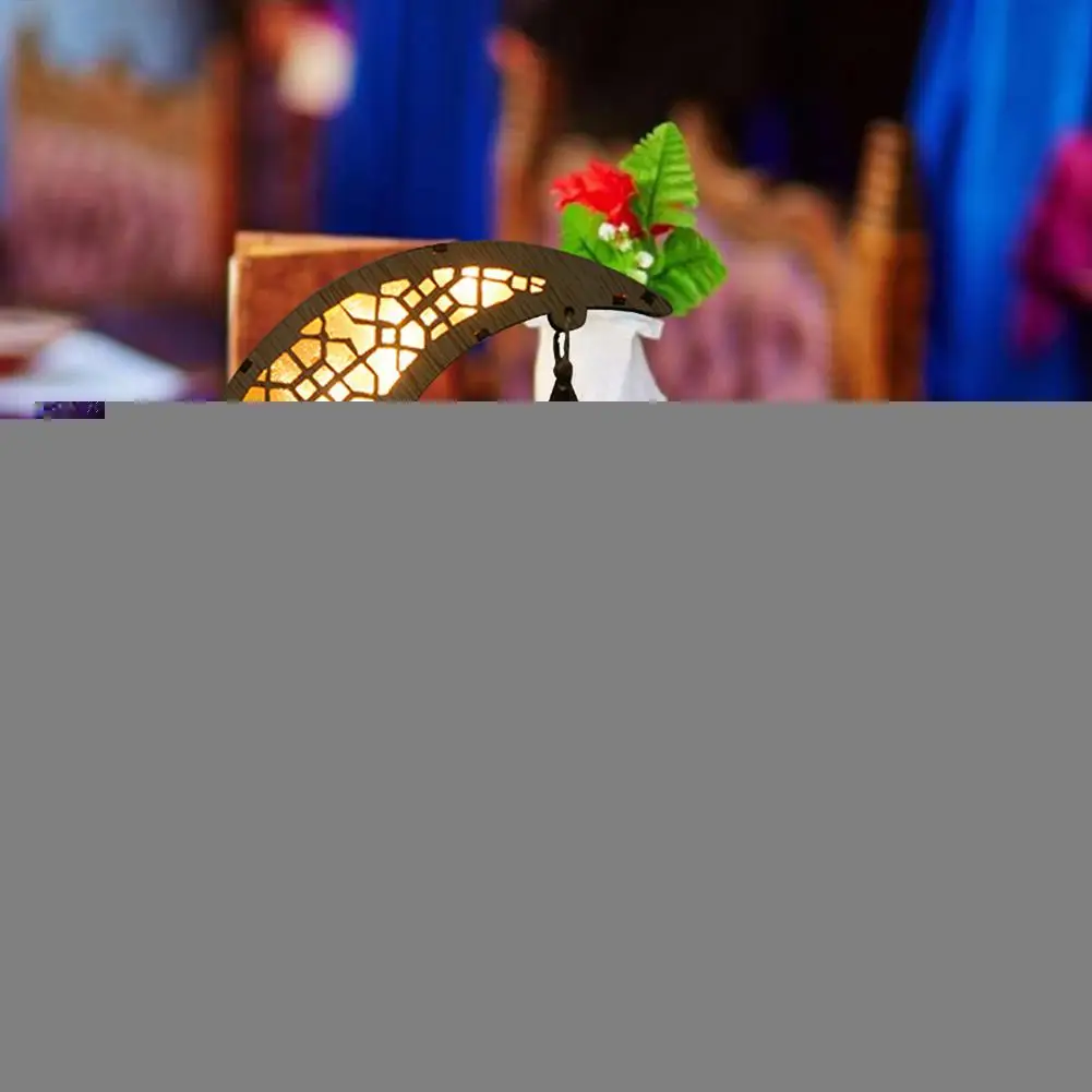 

EID Mubarak Wooden Pendant with LED Candles Light Ramadan Decorations For Home Islamic Muslim Party Eid Decor Kareem Ramadan