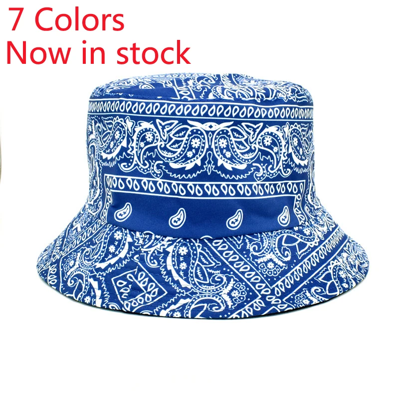 

Bandana print Bucket Hats Women Men Paisley Bucket Hats Breathable Summer Reversible Wide Brim Fisherman Caps 2021 New
