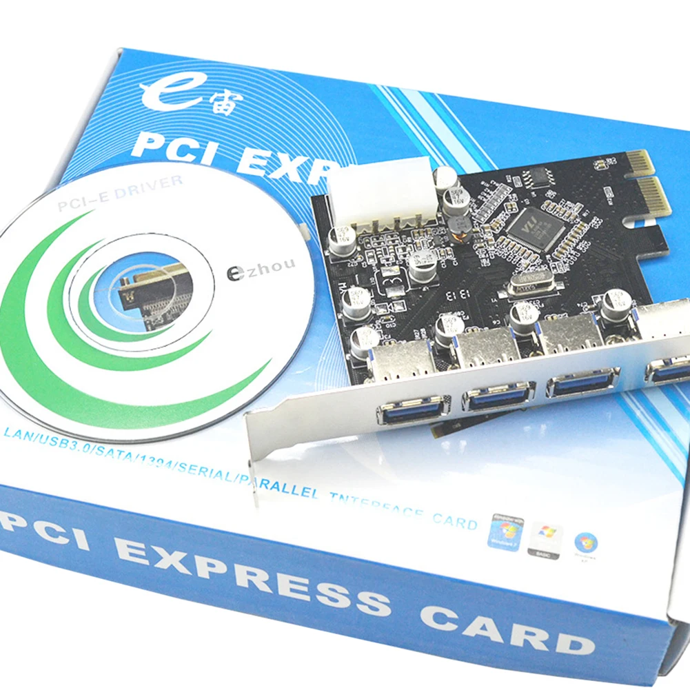 Плата расширения PCI Express профессиональная с 4 портами Pcie на USB 3 0 5 Гбит/с |