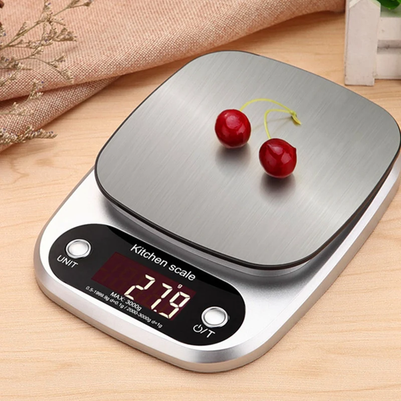

Household Kitchen Scale Electronic Food Scale Baking Scale Measuring Tool Stainless Steel Platform with LCD Display