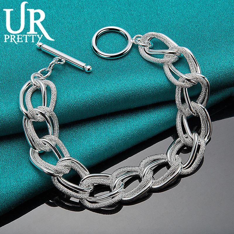 

URPRETTY 925 Sterling Silve Fashion Multiple Circles Bracelet For Women Party Wedding Engagement Charm Jewelry