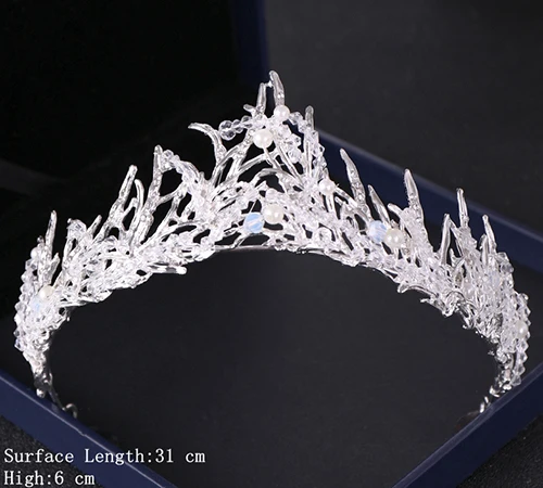 Silver В стиле барокко с украшениями в виде серебристых кристаллов и короны, свадебные аксессуары для волос свадебный венец тиара свадебная диадема головной убор Для женщин украшения для волос - Окраска металла: Silver