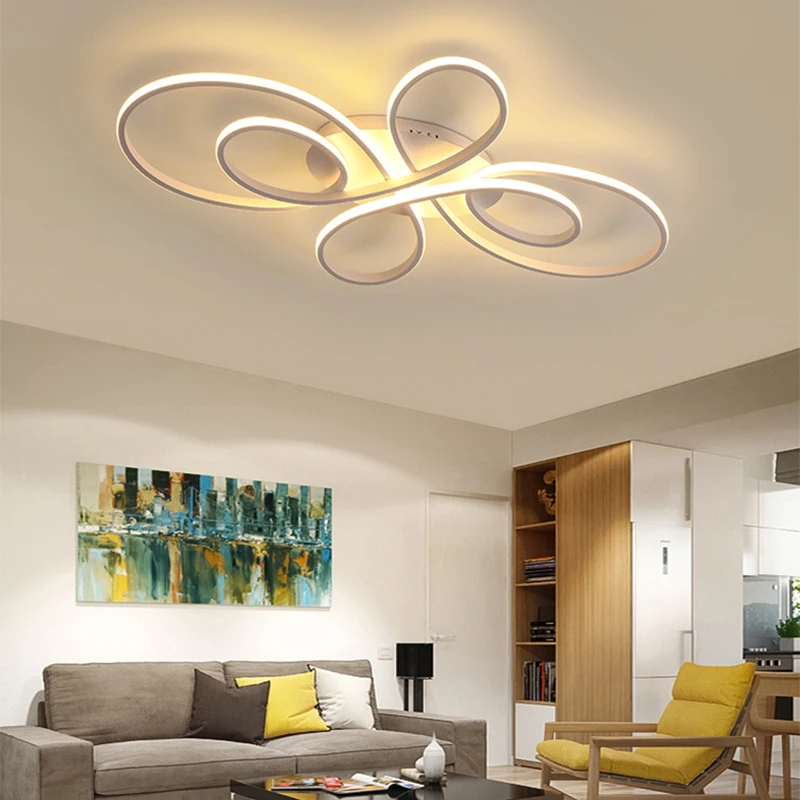 Luces de techo Led modernas montadas en superficie para sala de estar, dormitorio, sala de estudio, lámpara de techo con acabado blanco o café, 110-240V