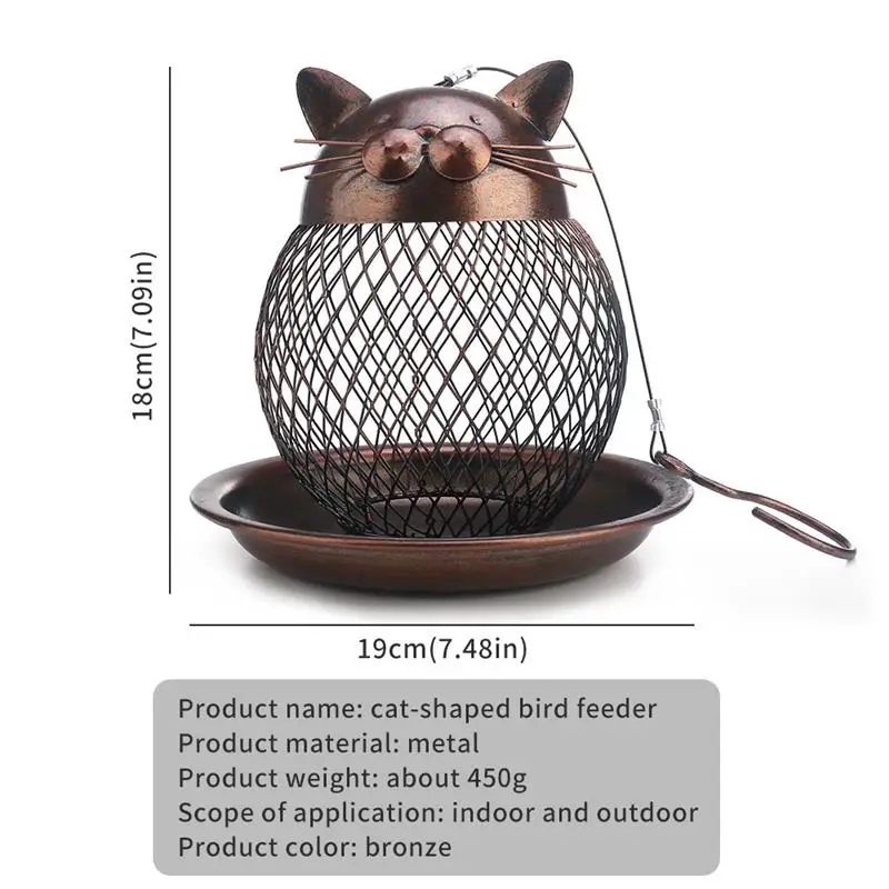 

Cat Shaped Bird Feeder Cat Shaped Vintage Handmade Outdoor Decor Villa Garden Decoration Hanging Bird Outdoor Feeder