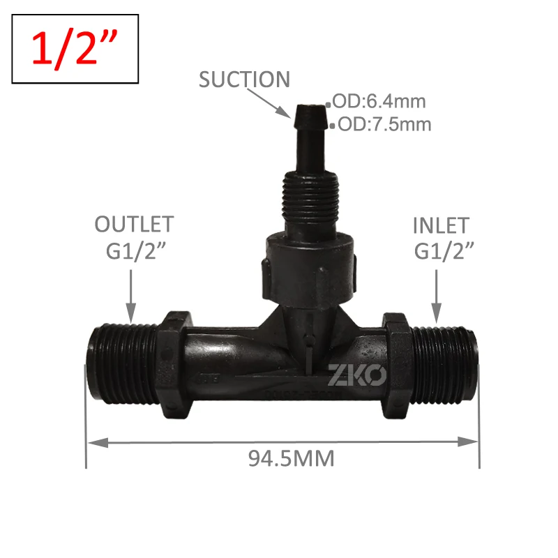 

1/2 "озоновый смеситель для воды PVDF venturi, инжектор для очистки воды