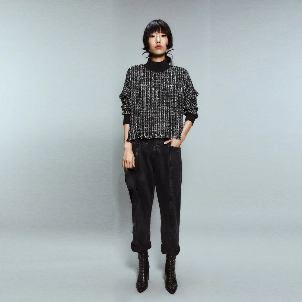 Ladyfirsy пуловер в клетку свитера 2019 Корейские осенние новые очаровательные женские