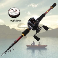 new 1 8m 2 1m 2 4m 2 7m red lure casting rod and casting reels set carbon lure fishing pole telescopic trout rod lure