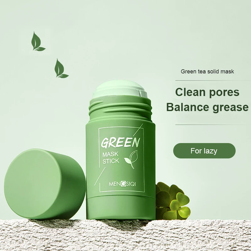 

Green Tea Purifying Masks Stick Oil Control Anti-Acne Eggplant Solid Fine Cleaning Mask Whitening Skin Care Products Dropship