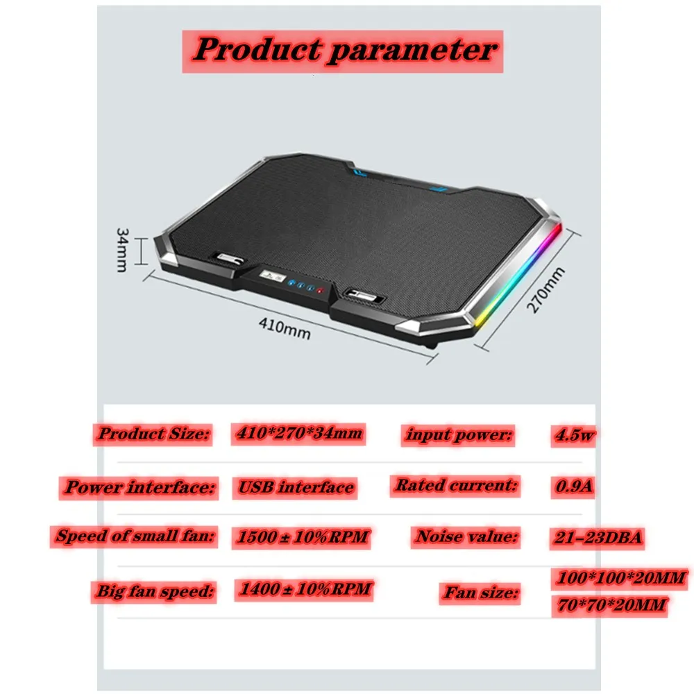 Новый ноутбук радиатор основания ЖК-кнопка управления RBG светильник шесть ядер