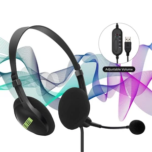 usb headset with hd microphone for pc multi key control 3 5mm call center wired headphones hd microphone for pc laptopcomputer free global shipping