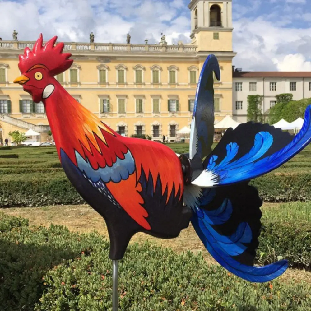 

Outdoor Windmill Rooster Creative Wooden Rooster Pinwheel Windmill for Patio