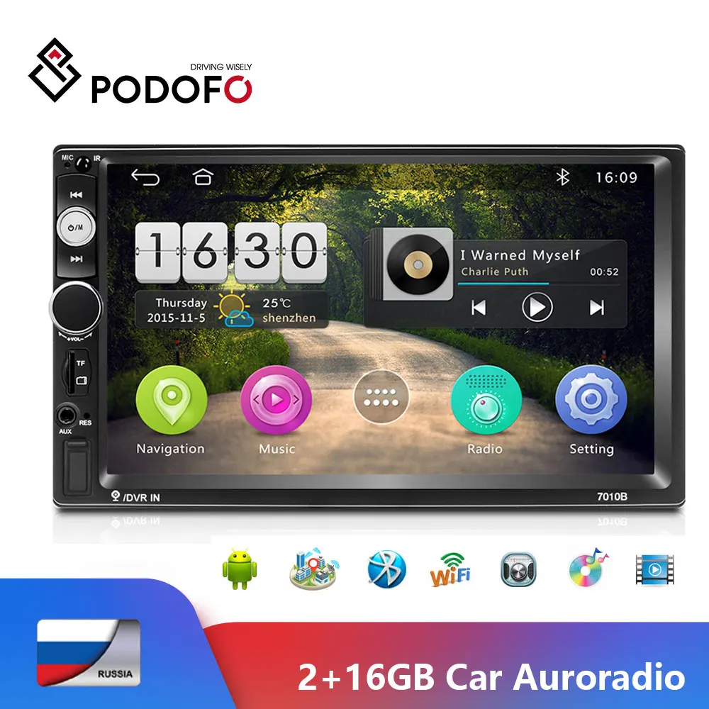 Автомагнитола Podofo мультимедийный плеер на Android с 7 &quotэкраном GPS Wi-Fi Bluetooth для Ford