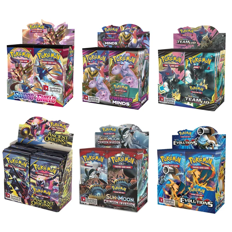 324Pcs Game Collection Cards Pokemon Cards Booster Boxes Sun & Moon Evolution Sword Shield Hidden Fate Trading Card Kids Toys