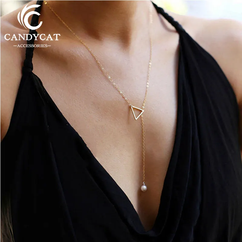 Ожерелье женское с жемчужной подвеской простой трендовый длинный кулон