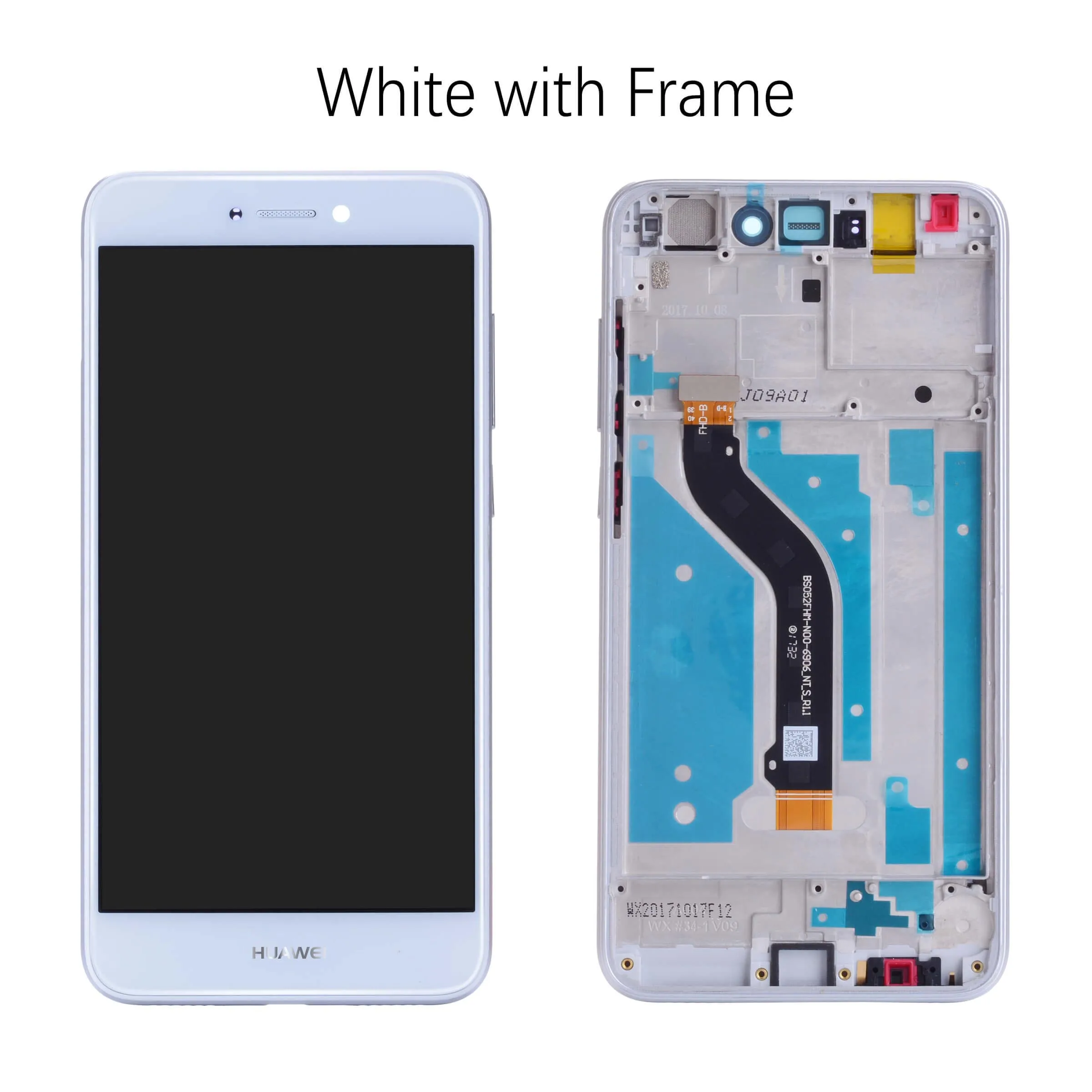 with Frame White Дисплей для HUAWEI P8 Lite LCD в сборе с тачскрином на рамке 5.2'' черный белый золото синий - Цвет: with Frame White
