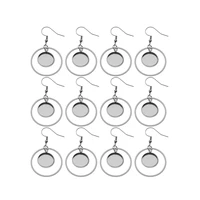 10pcs stainless steel dangle earring base blanks 12mm dia cabochon setting trays diy bezels for diy jewelry earrings making