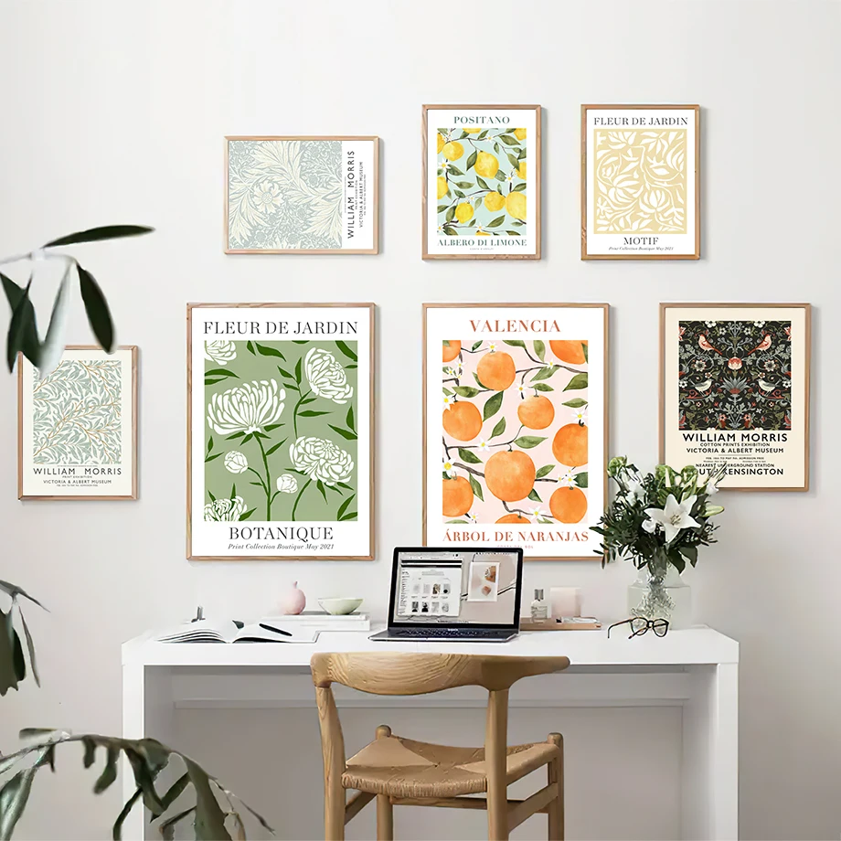 Настенная картина с изображением листьев из фруктов в скандинавском стиле |