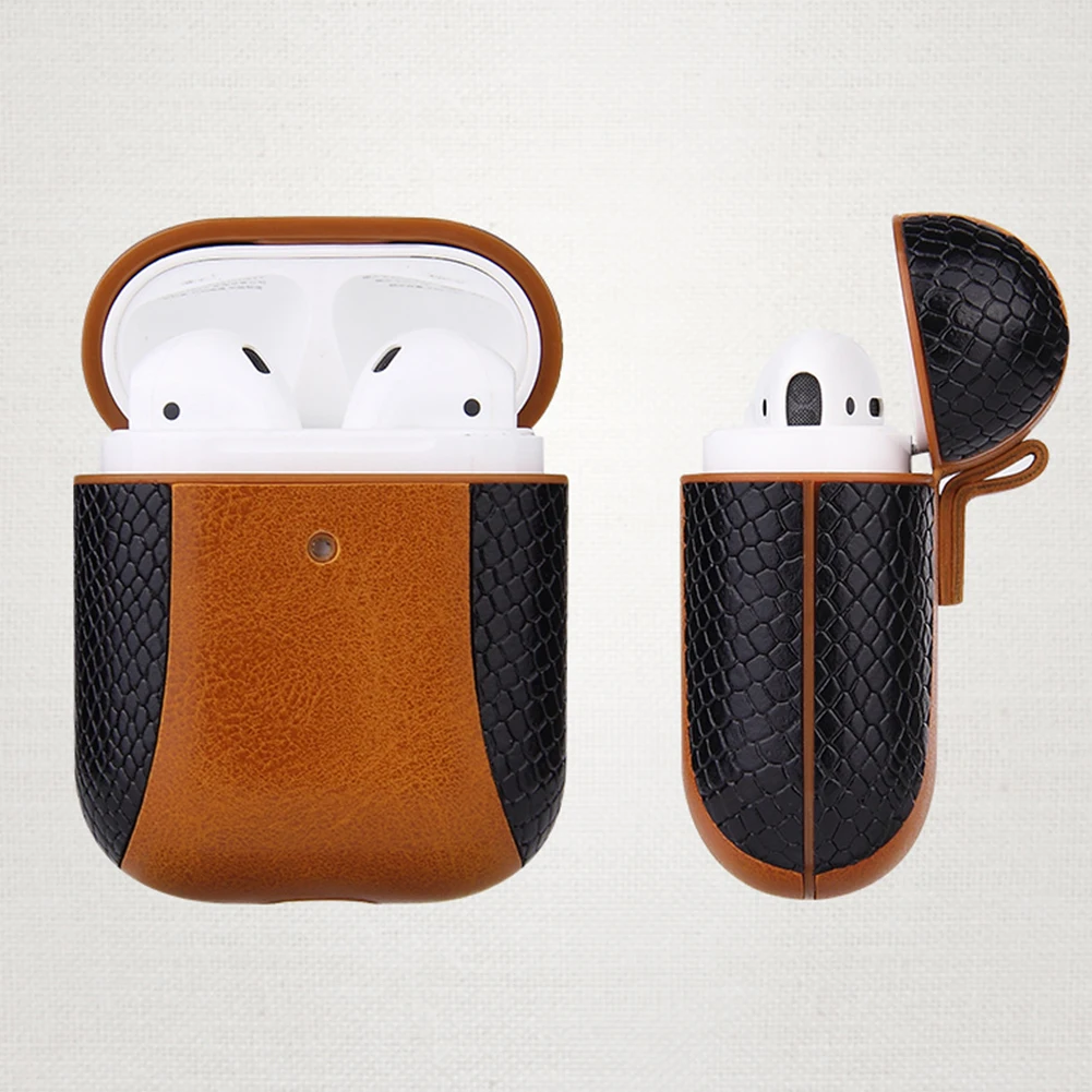 PU кожаный Bluetooth футляр для наушников Apple Airpods гарнитура зарядная коробка защитный
