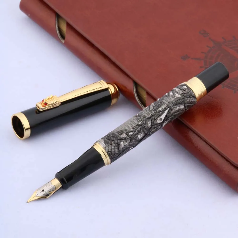 Вэнь серого цвета с золотой дракон клип перо для каллиграфии авторучка|pen quality|pen