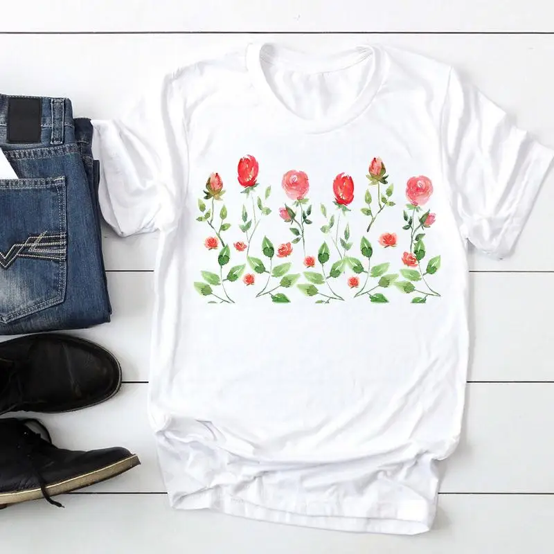 

Women Short Sleeve Plant 2021 cute Style Fashion Cartoon Summer Lady Print Tee Graphic T Top Female Tshirts Clothes T-Shirt