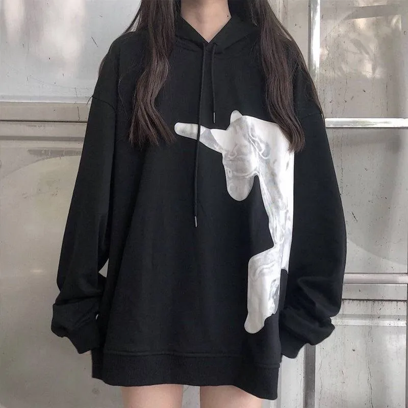 Крутая японская Толстовка в стиле Харадзюку женская одежда осенние толстовки с