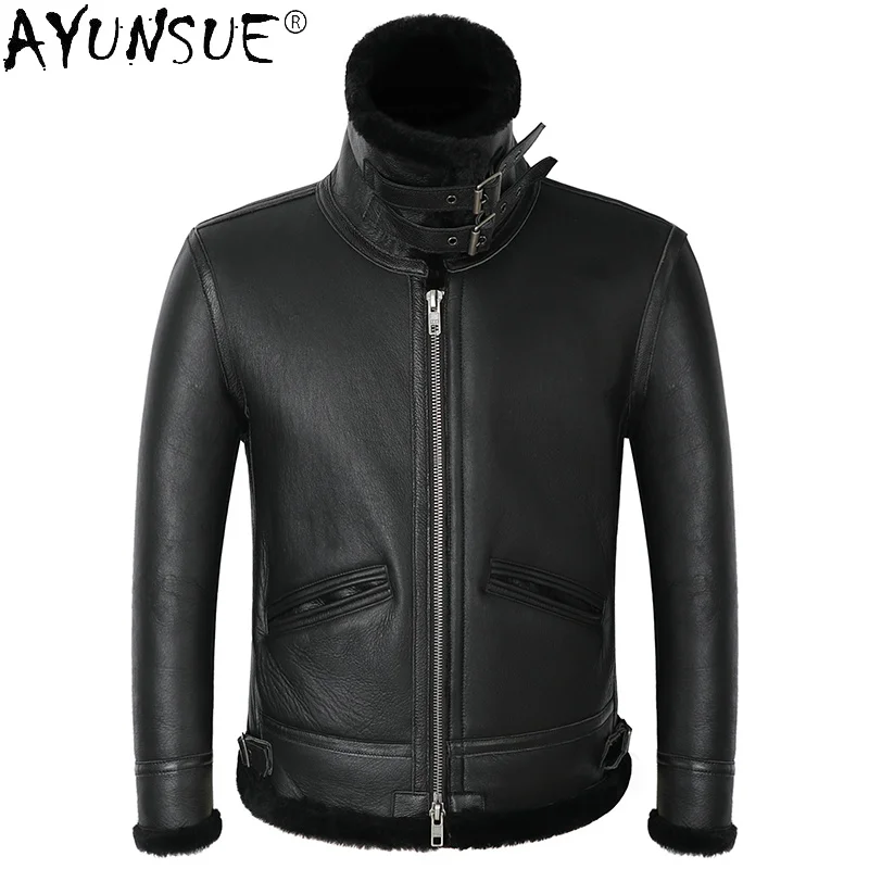 Мужская кожаная куртка из натуральной кожи мужское зимнее пальто овчины | одежда