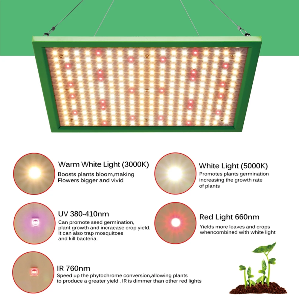 

Samsung LM281b Quantum Led Grow Light Dimmable Driver UV&IR Chip 1000W Full Spectrum Phytolamp for Plants Seedlings Hydroponics