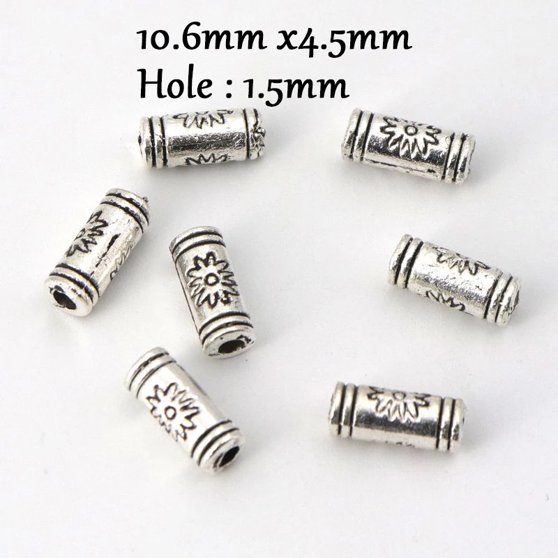50pcs 5 Styles Tibetan Silver Gold Color Tube Spacer Loose Metal Beads Charm For Jewelry Making Finding Accessories Wholesale | Украшения и