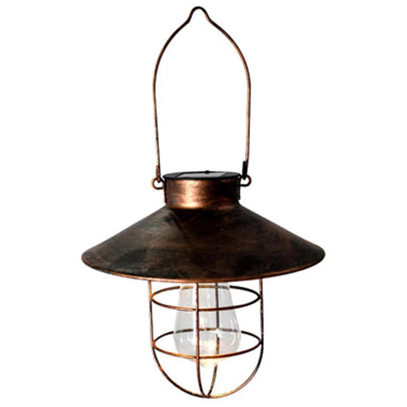 

Solar Lantern Lamp Outdoor Hanging Waterproof Vintage Metal Solar Garden Lights with Bulb Decorative for Patio Backyard