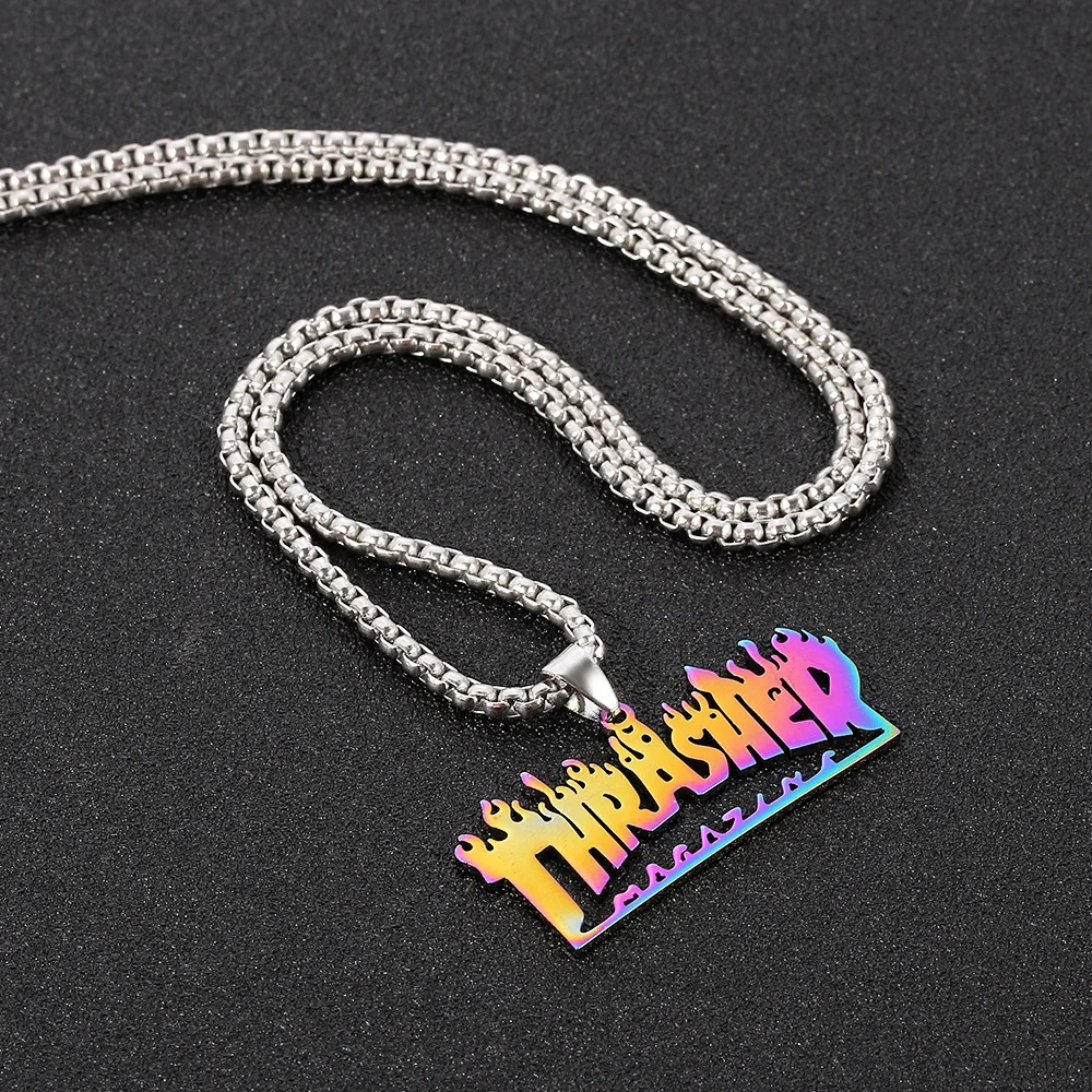 Модный чокер из нержавеющей стали в стиле панк с искусственным пламенем и