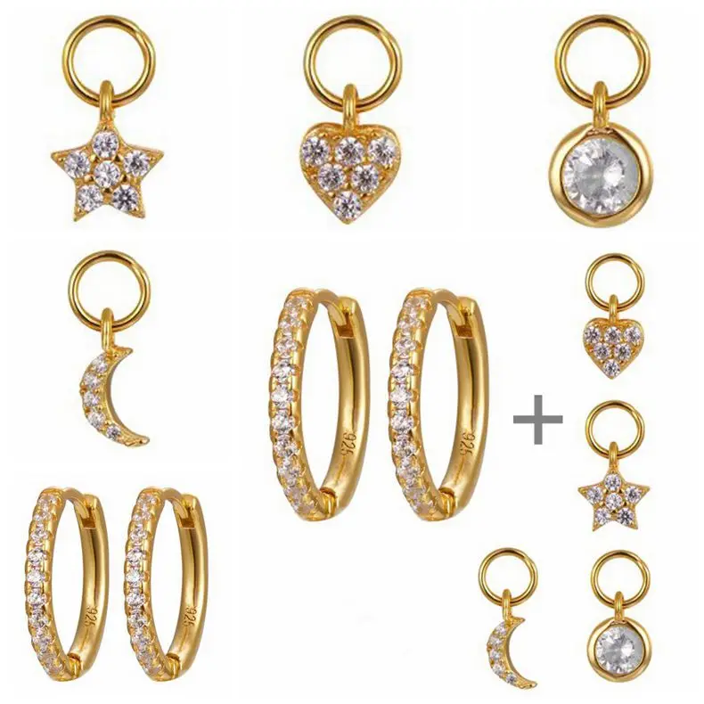 

Серьги-кольца женские из серебра 925 пробы, с цирконом
