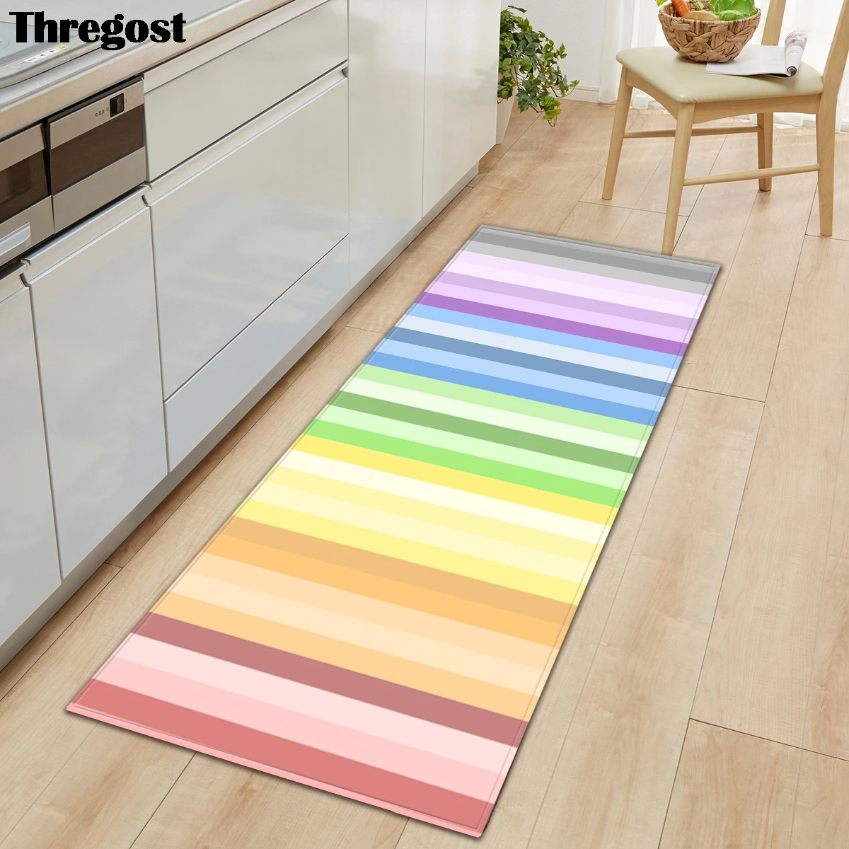 

Длинный коврик Thregost, нескользящий кухонный коврик для ванной, напольный мягкий полосатый коврик для прихожей с принтом