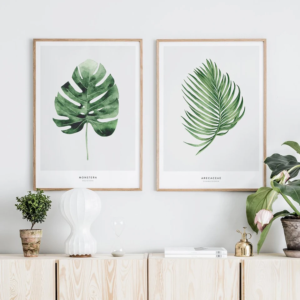 Monstera Deliciosa скандинавский постер Palmaceae холст живопись лист растение настенные