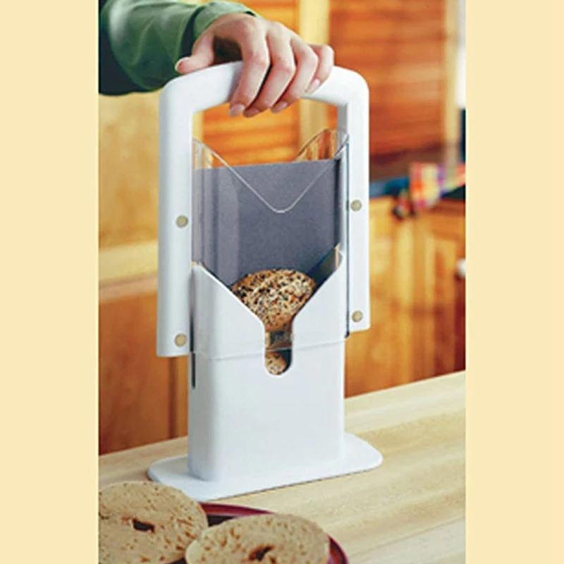 

Bagel Cutter Slicer Guillotine Action Blade Holder Knife Biter Kitchen White