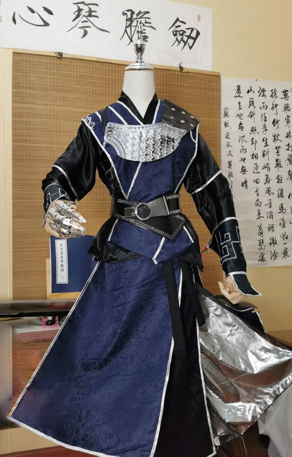 

Xue Meng Cos Moran Black Male Costume Hanfu with Bust Armour and Finger Armour Swordman Cosplay Hanfu for TV Play Drama Hanfu