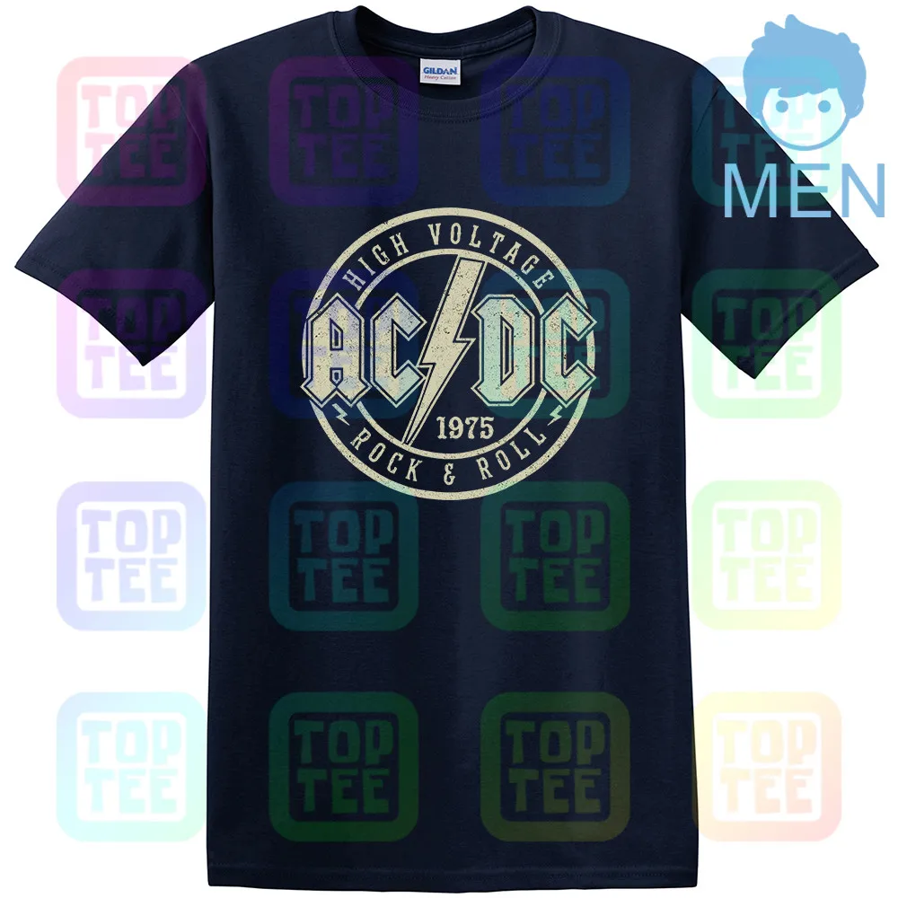 MEN-NAVY AC/DC ACDC Высокое напряжение Мужская XL графическая футболка - Цвет: MEN-NAVY