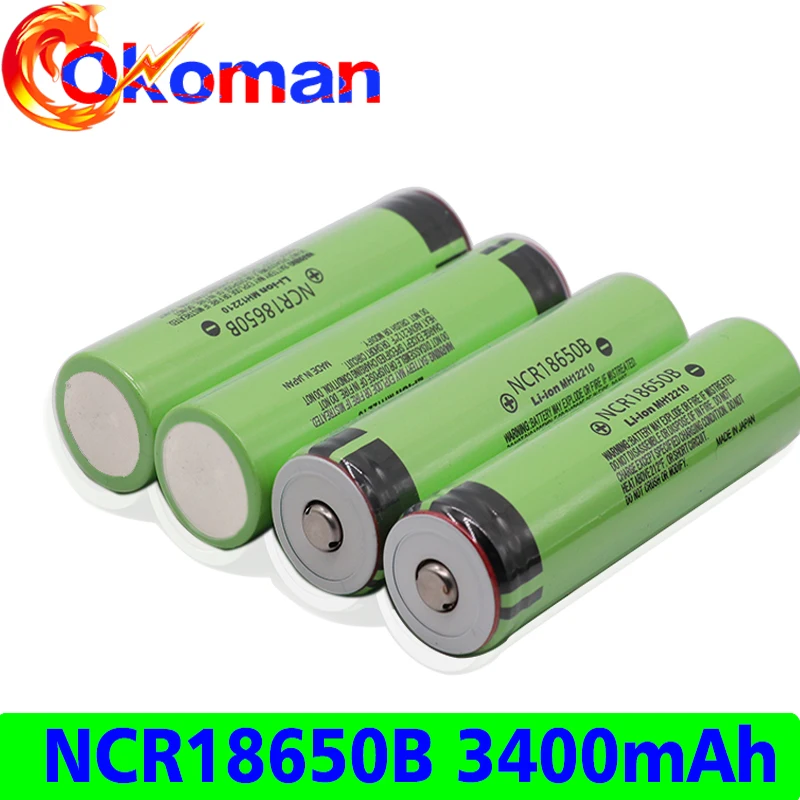 NCR18650B 3,7 V 3400mAh 18650 перезаряжаемый литиевый аккумулятор для фонарика, Бонусная крышка