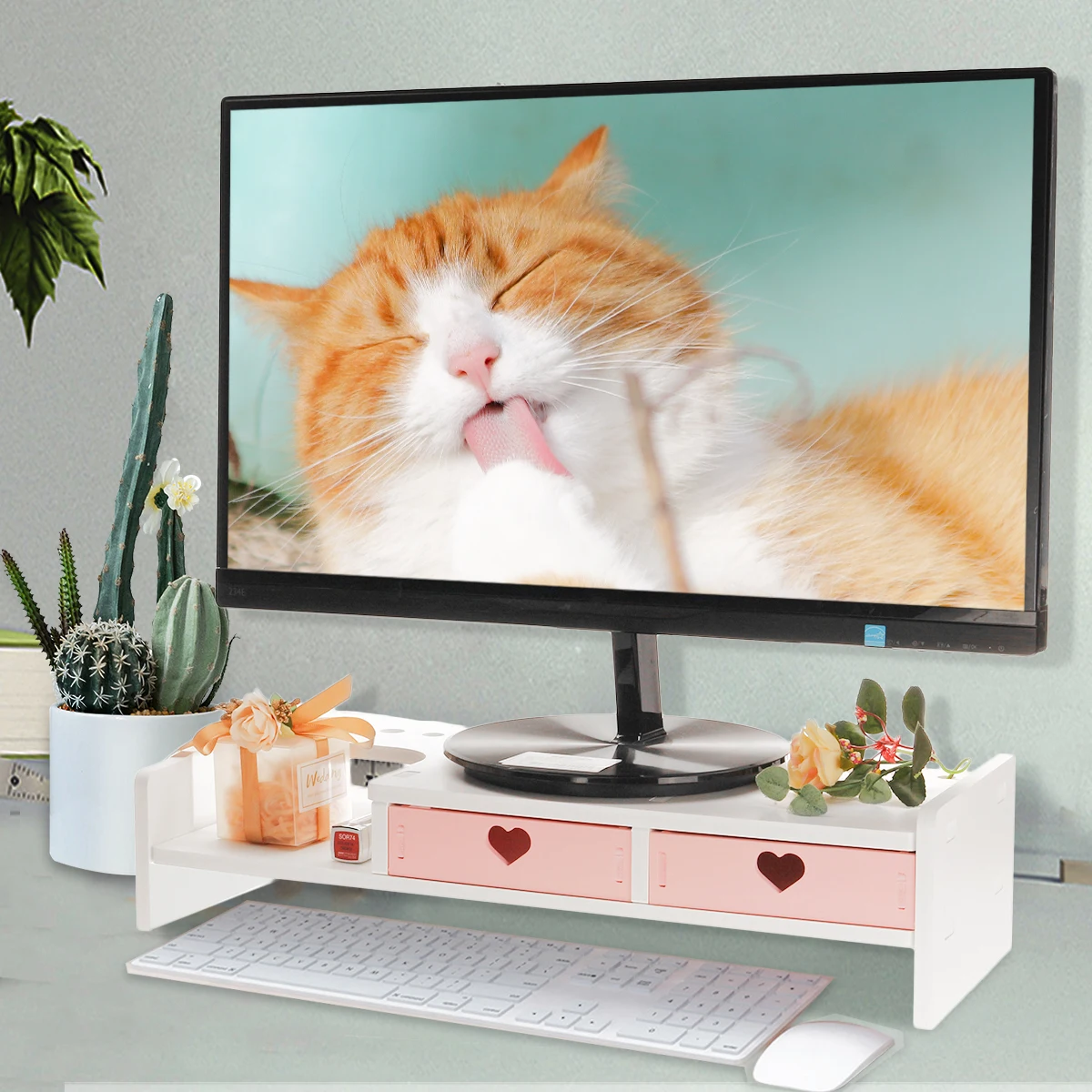 Подставка для ноутбука розовая настольная подставка монитора 3 выдвижных ящика