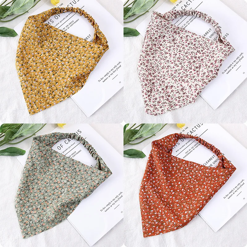 

H:HYDE Prints Triangle Bandanas Hairband Flower Bandage Headband Women Elastic Hair Bands Headwrap Accessories