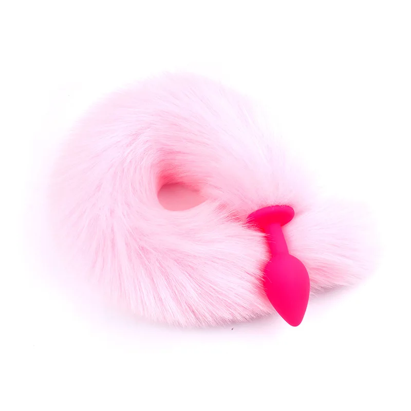 Silicone Pink Аниме Соблазнительные костюмы для косплея Анальная пробка хвост из нержавеющей стали Анальная пробка с хвостом лисы интимные товары для маскировки женщин - Цвет: Silicone Pink