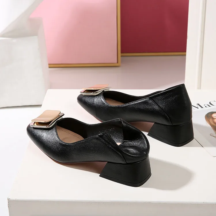 Туфли женские офисные с квадратным носком туфли лодочки на низком квадратном