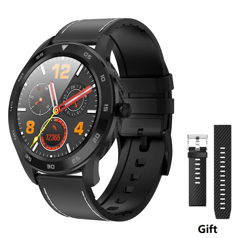 Black Leather Strap Смарт-часы с Bluetooth человек DTNO.I № 1 DT98 анализатор ЭКГ Сменные циферблаты 1,3 Полный Круглый HD Экран многоязыковая сигнализация - Цвет: Black Leather Strap