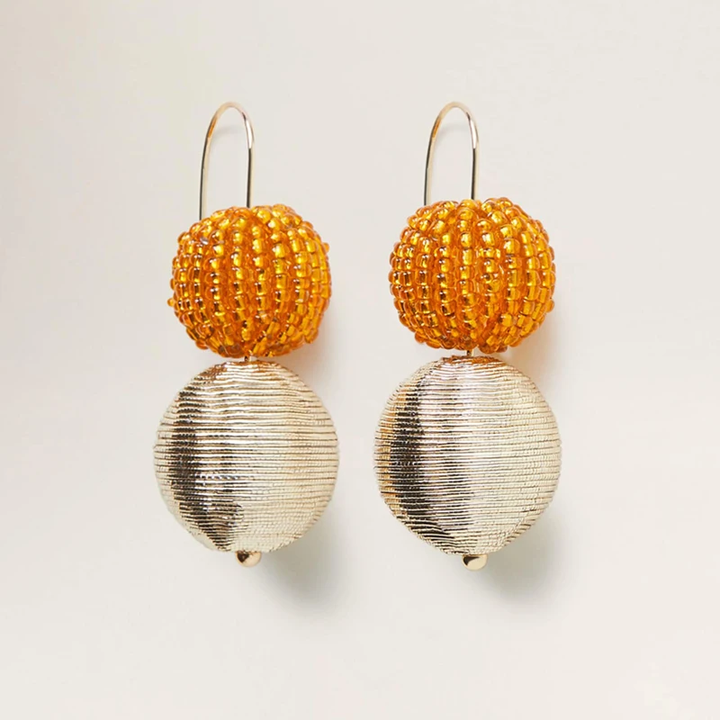 2019  Jewelry New Knitted Seed Beads Ball Dangle Earrings Bohemian Style Women Brincos Jewelry Free Dropship