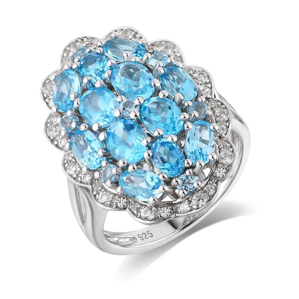 

GZ ZONGFA High Quality Fashion Latest 925 Sterling Silver Rings Natural Swiss Blue Topaz Women Engagement Wedding Jewelry Rings