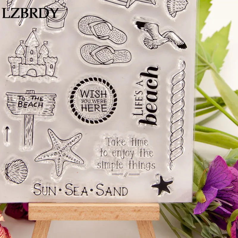 1 Pack Article Umbrella Chair Birds House Starfish Stamps Letters Rubber New for Scrapbooking Card Making Clear | Дом и сад