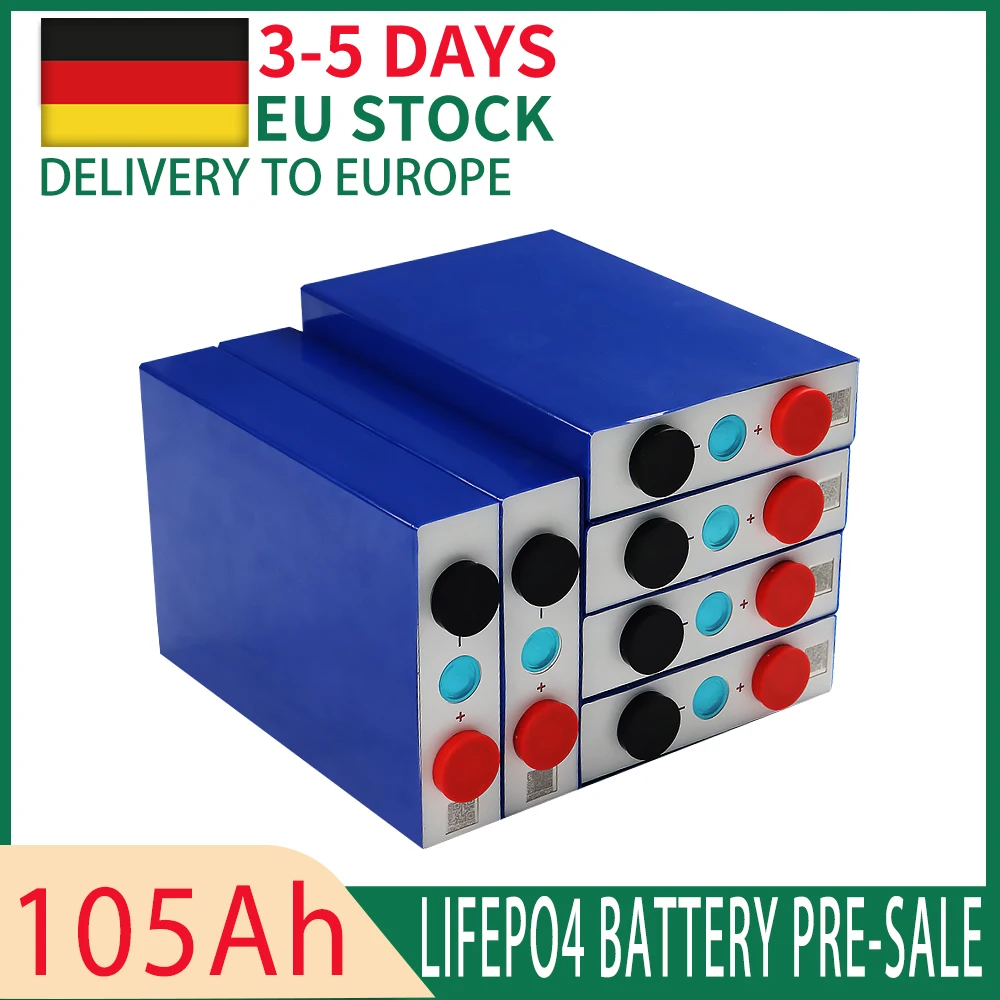 

3.2V Grade A Lifepo4 105Ah 100% New 32PCS12v 24v 48v Battery Pack DIY RV Cell And Solar Energy Storage System EU US Tax Free
