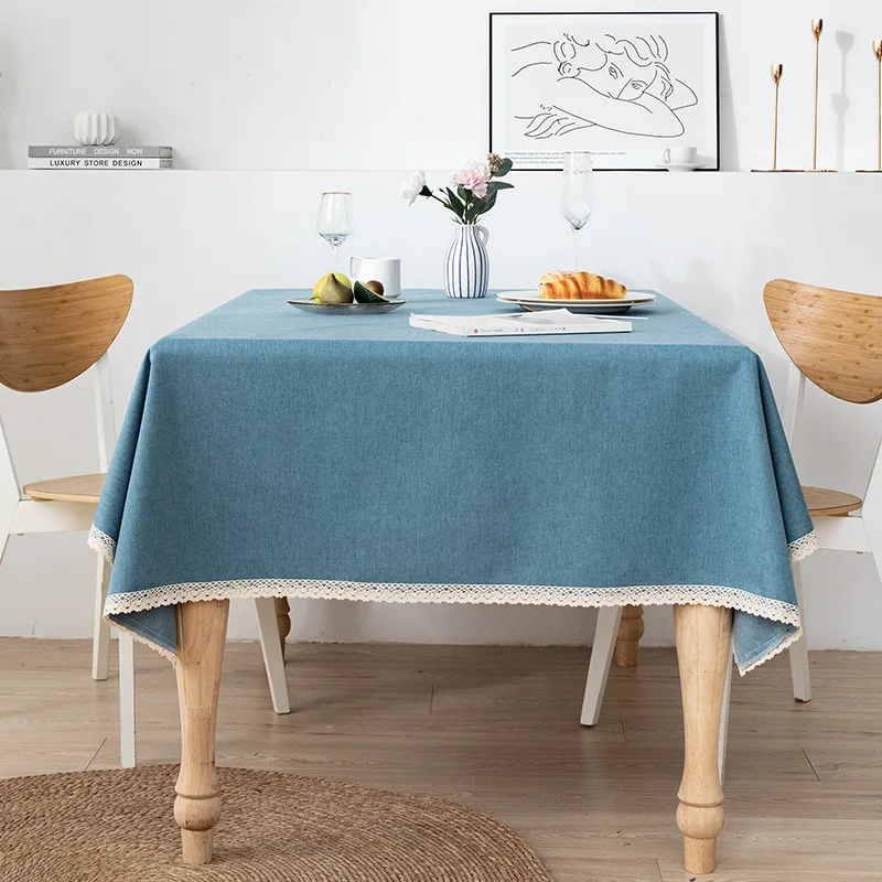 

Cotton Linen Tablecloth Waterproof Oil Proof and Wash Free Table Cloth Tea Table Rectangular Japanese Tablecloth Simple Style