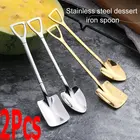 Кофейная ложка, набор столовых приборов из нержавеющей стали в стиле ретро, лопата, лед, ложка для крема, ложка, креативная ложка, чайная ложка, модная посуда, 2 шт.