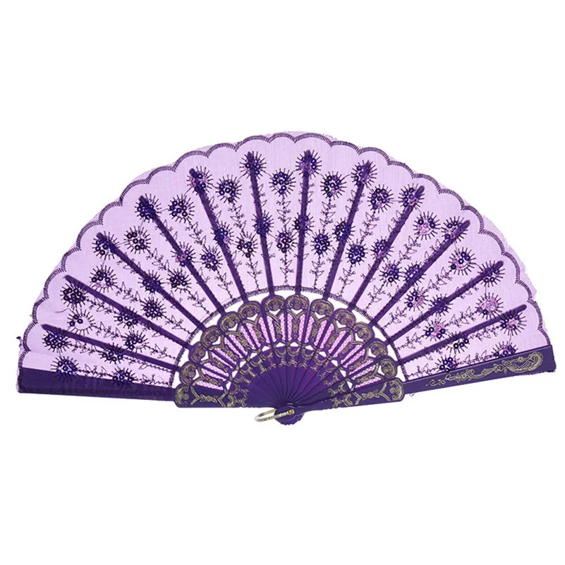 Ручной складной веер в китайском стиле шелк сплошной цвет вентилятор