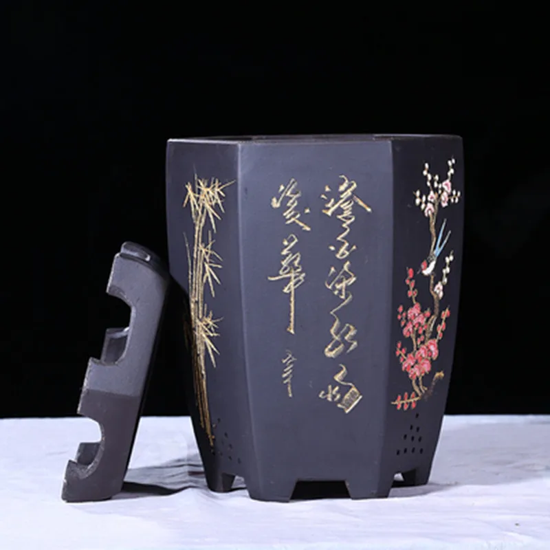 Фиолетовый песок керамический горшок для цветов бассейна с подносом Кливия сад